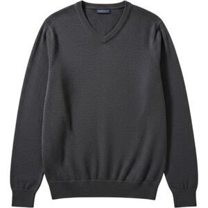 Allen Solly V-Neck‎ Sweater Mens L Charcoal Grey Good Merino Wool Classic Knit
